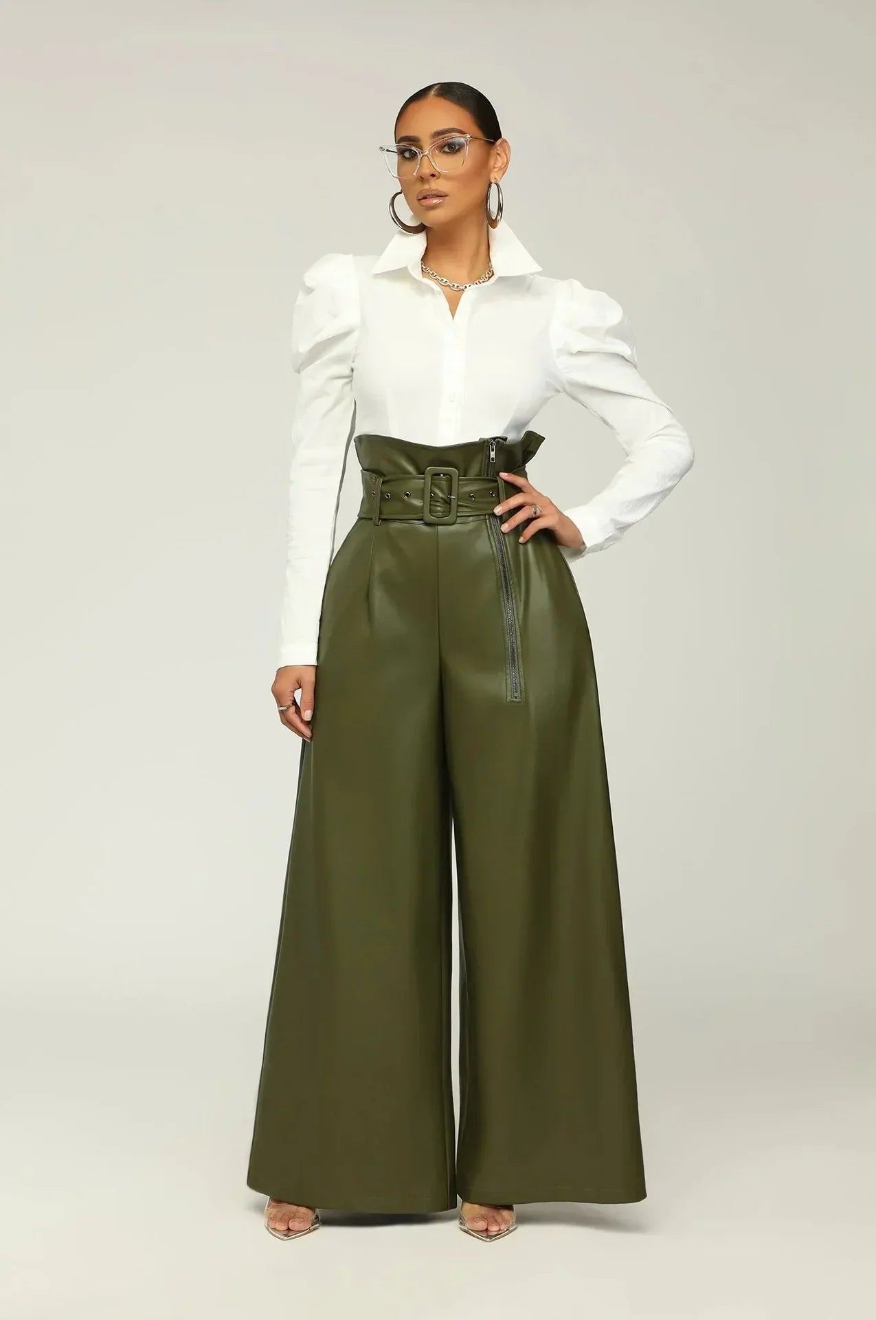 JOHANNA I KUNSTLEDERHOSE MIT HOHER TAILLE
