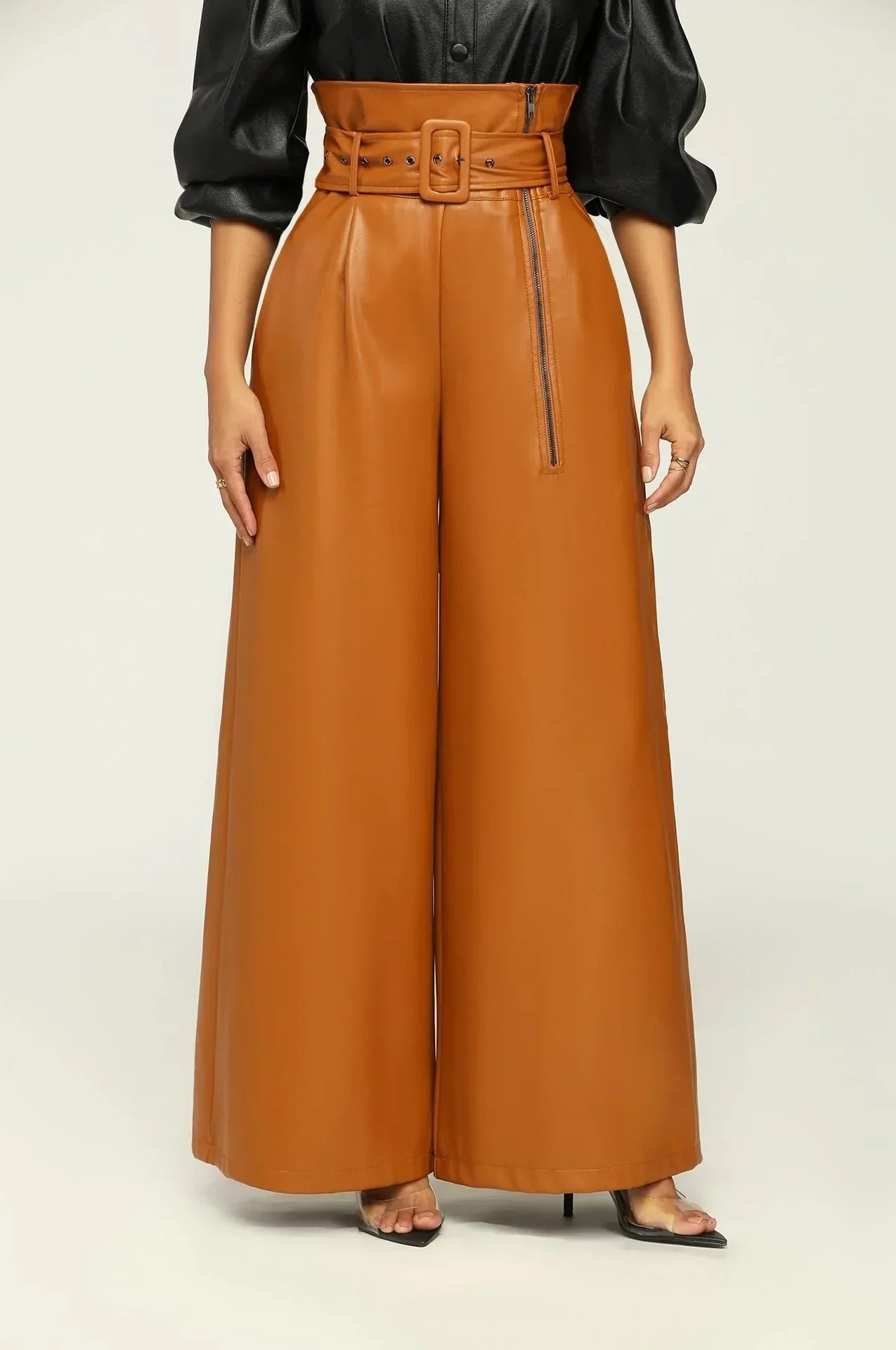 JOHANNA I KUNSTLEDERHOSE MIT HOHER TAILLE
