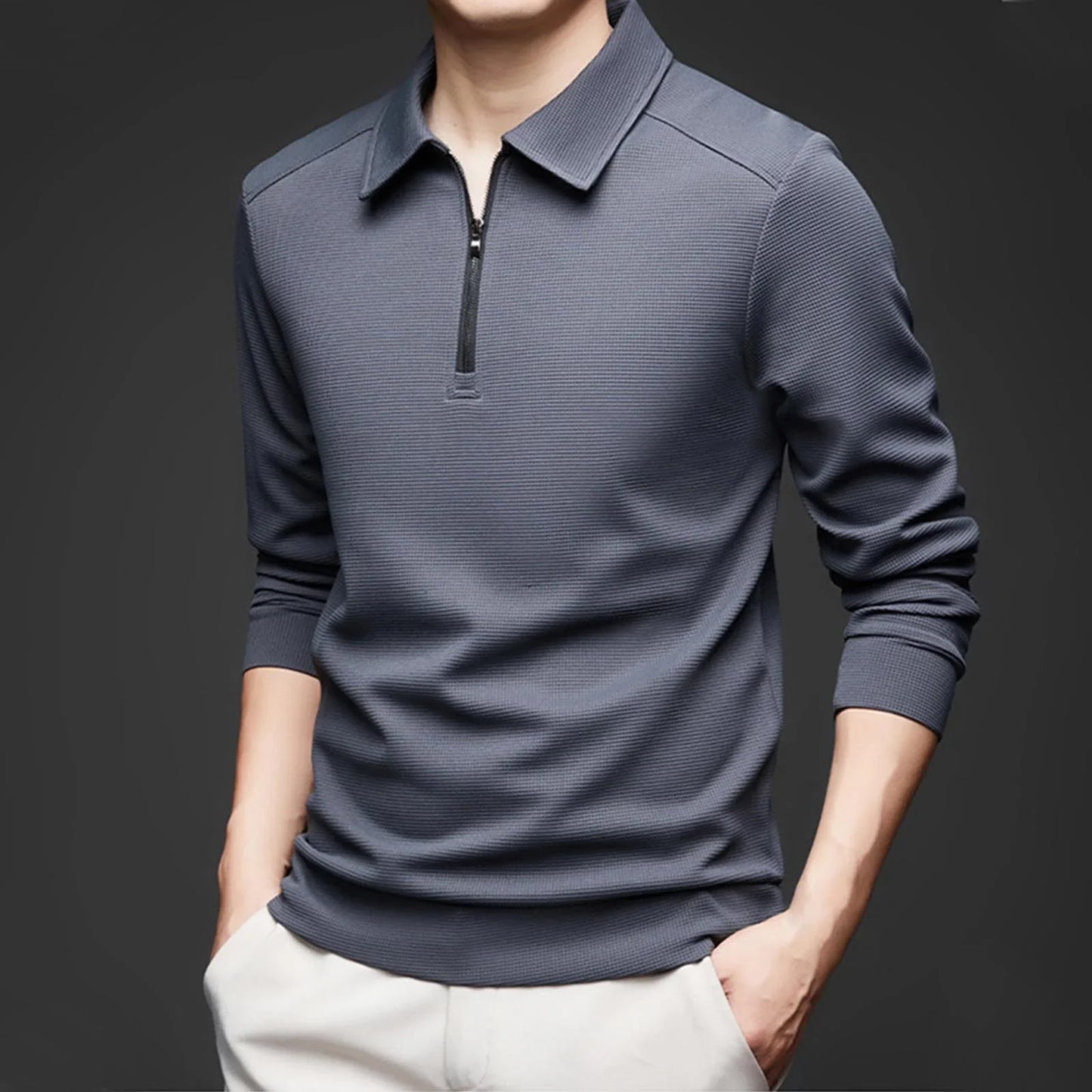 COLE I WAFFELSTRICK-LANGARM-POLOSHIRT