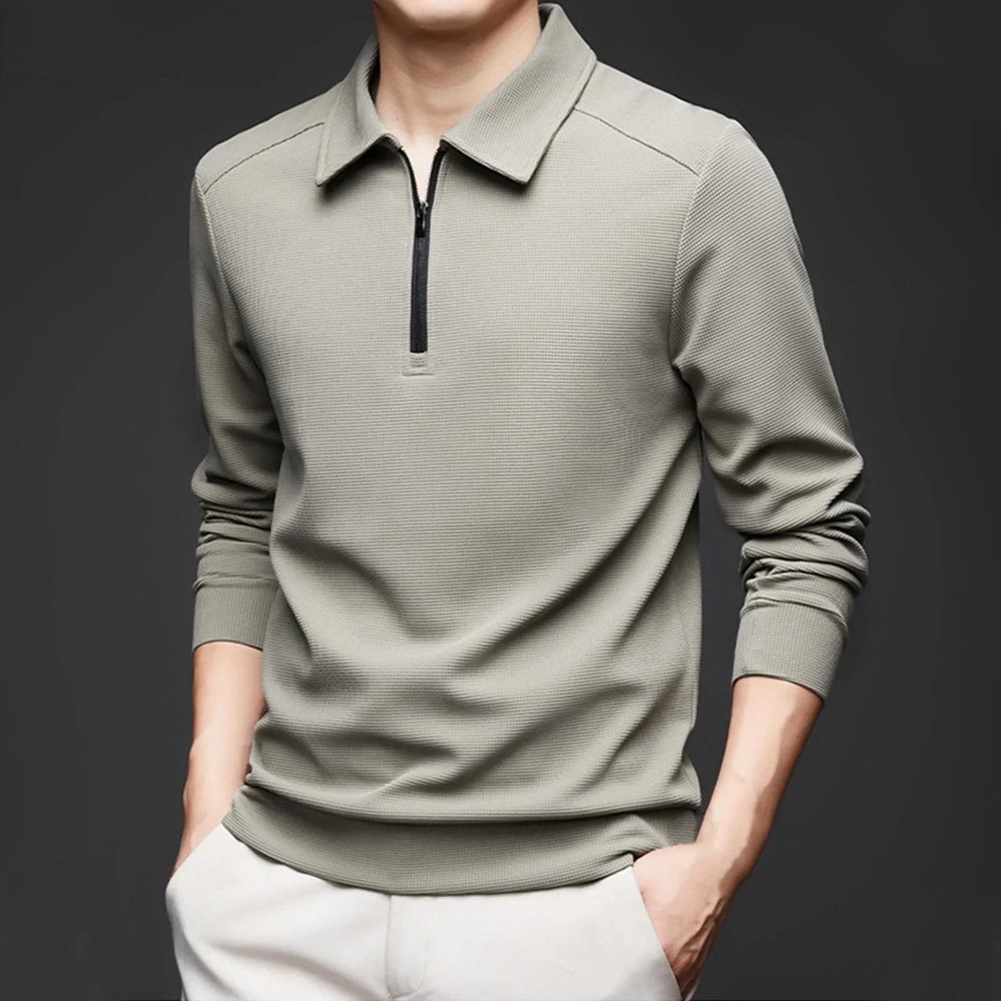 COLE I WAFFELSTRICK-LANGARM-POLOSHIRT