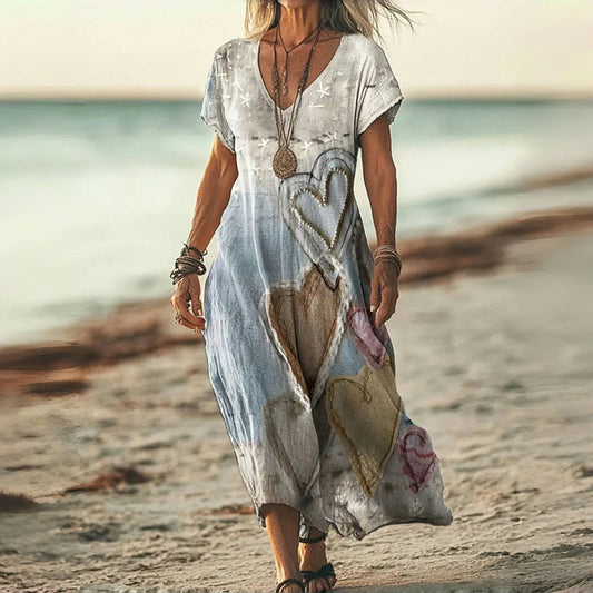 Vintage-Kleid Mit Herz-Print