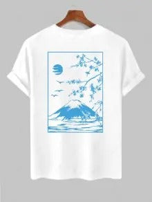 The Jasper Reed – Cherry Blossom Graphic Tee & Casual Shorts in Tiefblau