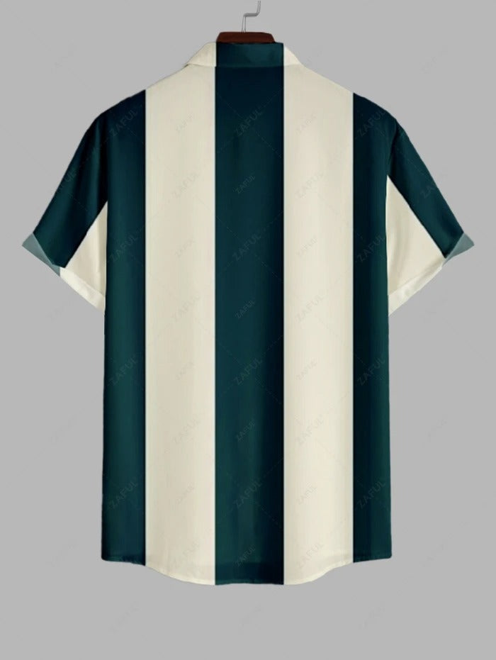 Das Roberto Russo – Hemd mit vertikalen Streifen & gerade geschnittene Hose Set