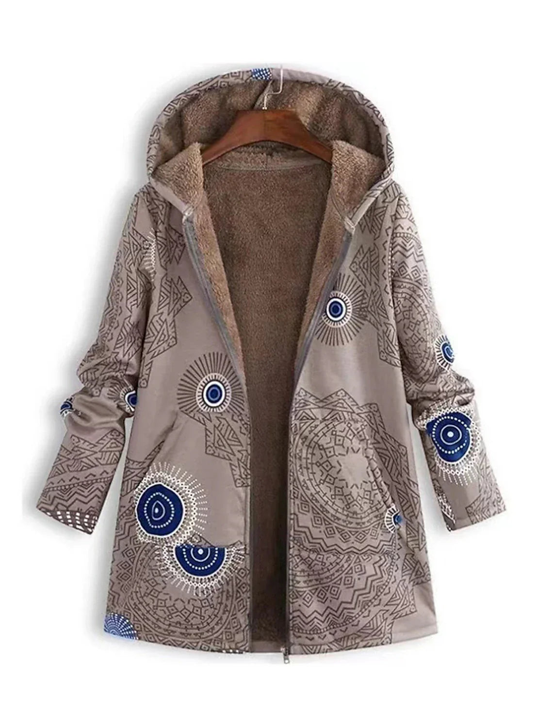 ANGELA I FLEECE-FUTTER-MANTEL MIT KAPUZE