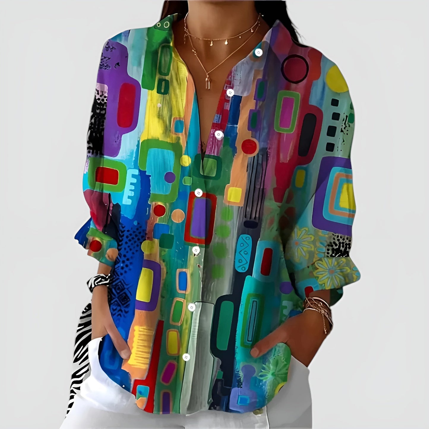 GUNDLINDE I BLUSE MIT GEOMETRISCHEM MUSTER
