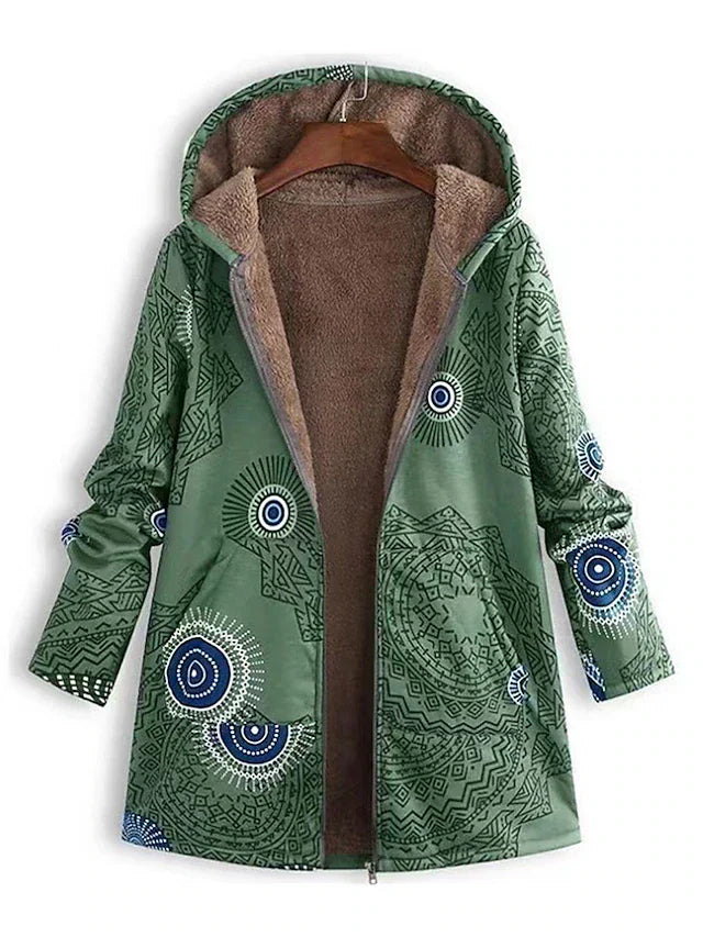 ANGELA I FLEECE-FUTTER-MANTEL MIT KAPUZE