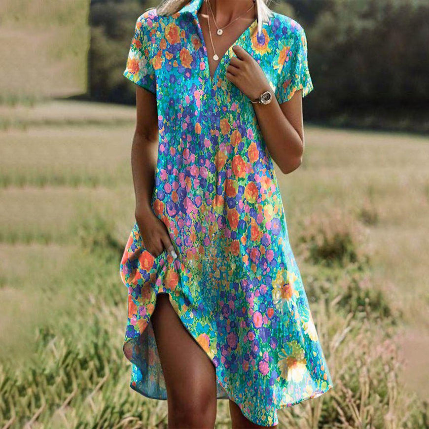 TAYLOR I VINTAGE-BOHO-KLEID MIT V-AUSSCHNITT