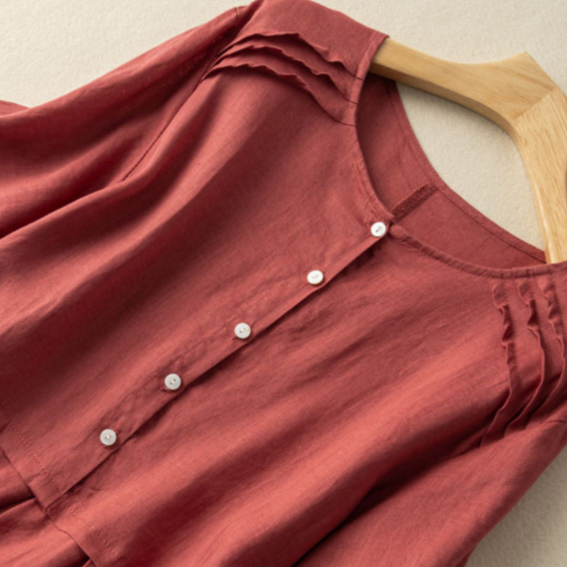 ELIN I KURZÄRMELIGES LEINENKLEID