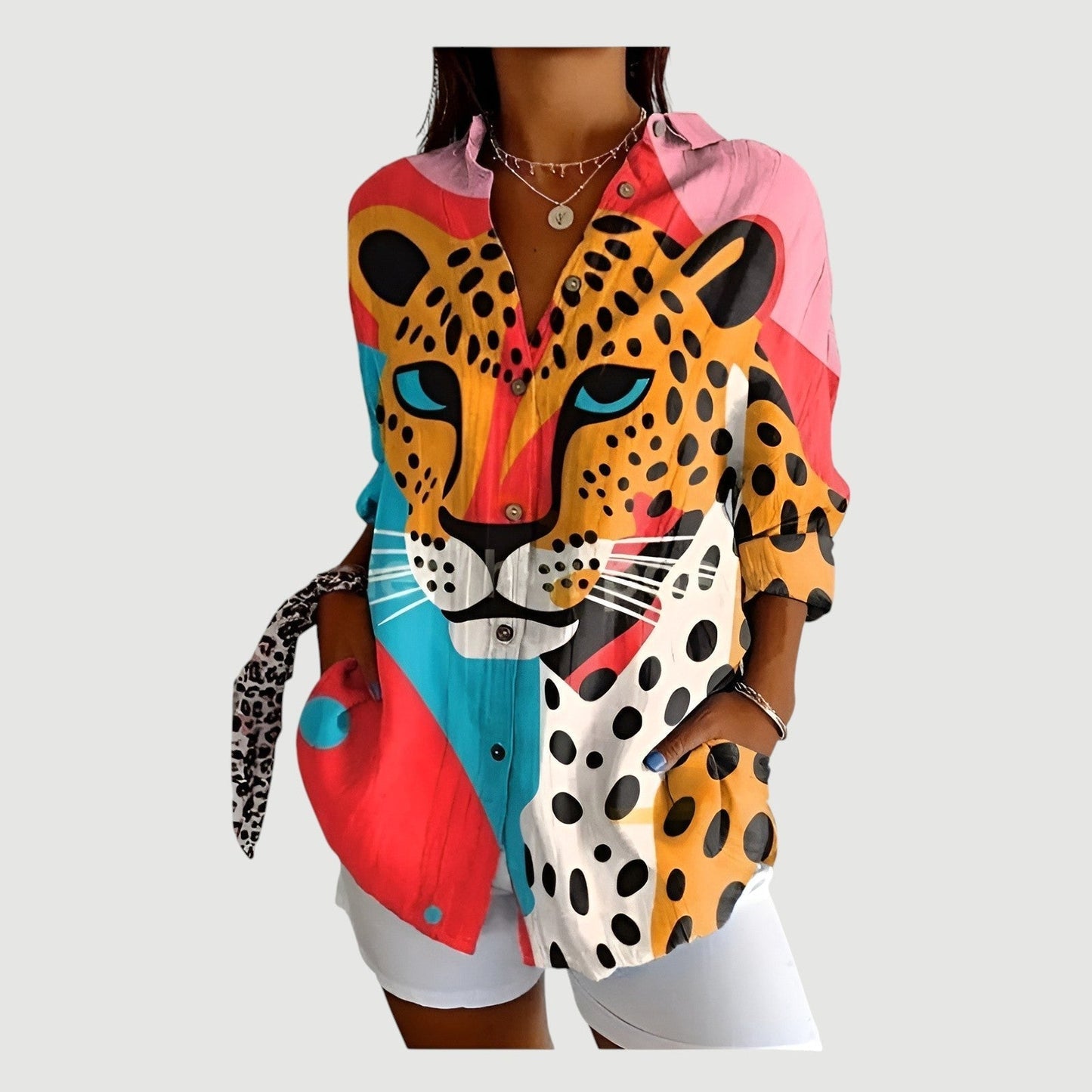 DANA I ELEGANTES SHIRT MIT LEOPARDENMUSTER