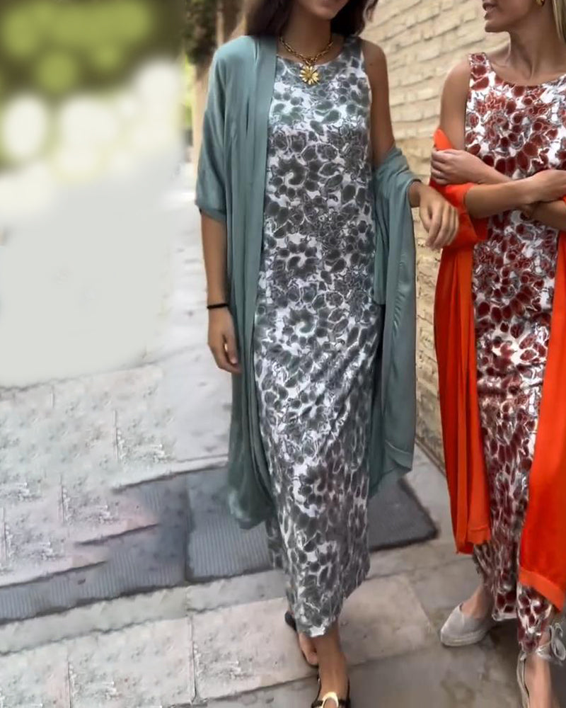 SWANHILD I ELEGANTES KLEID-UND-CARDIGAN-SET