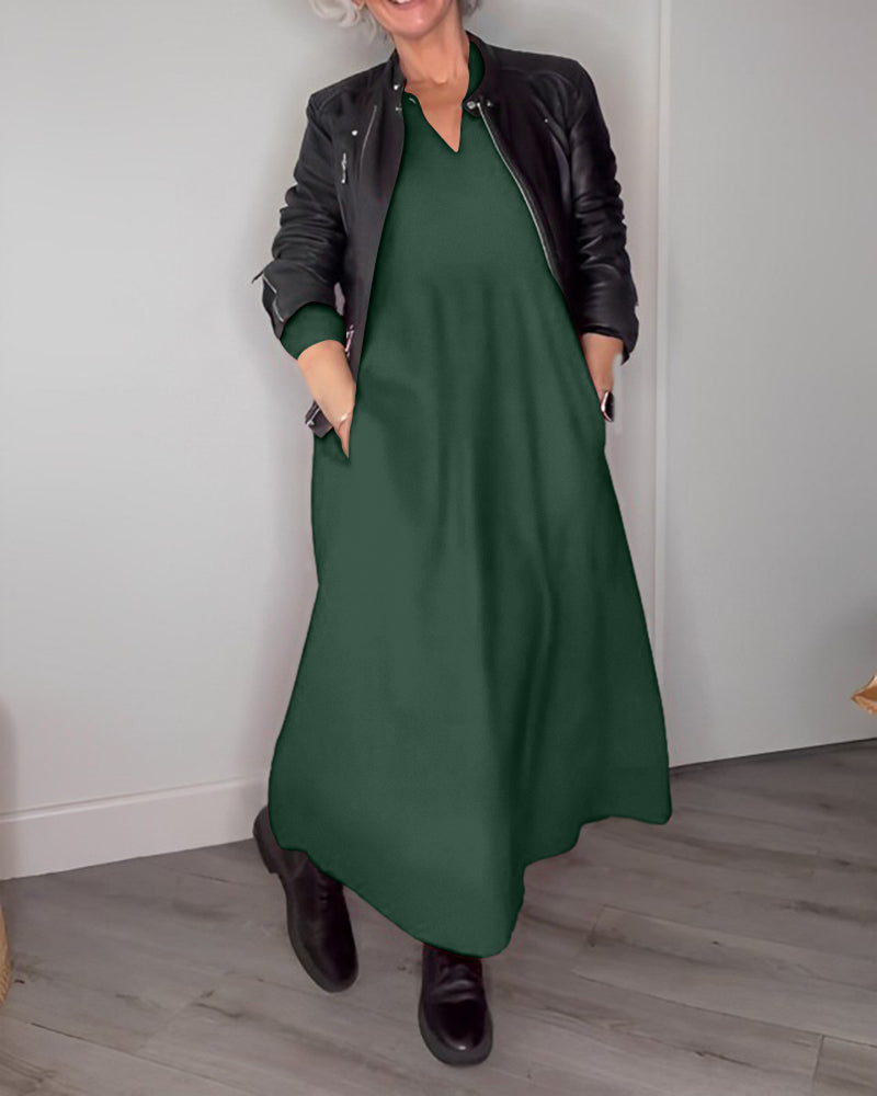 Juliette - Elegantes Kleid mit V-Ausschnitt und langen Ärmeln