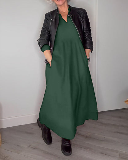 Juliette - Elegantes Kleid mit V-Ausschnitt und langen Ärmeln