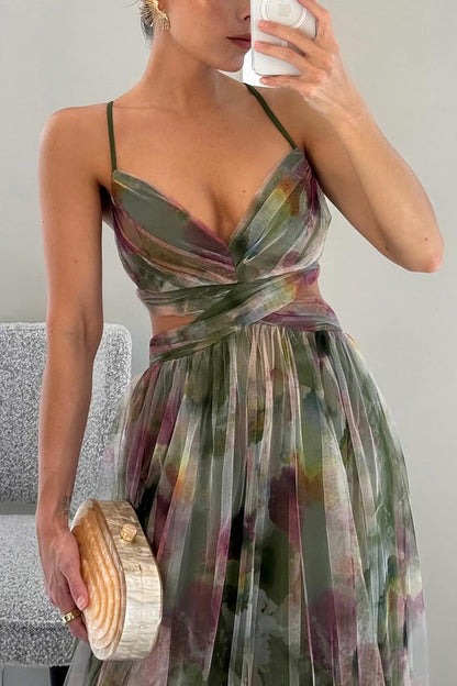 ALINA I LUXURIÖSES GEBLÜMTES MAXIKLEID