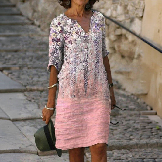 Vintage-Kleid Mit Blumendruck