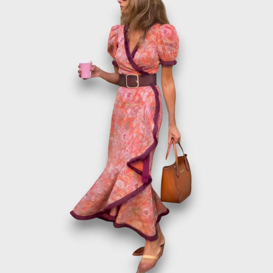 Evelyn – Feminines Wickelkleid mit Puffärmeln