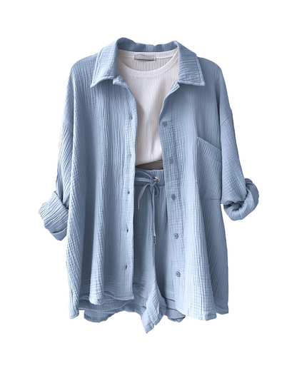 HILDEGARD I SET AUS LEINENOBERTEIL UND SHORTS