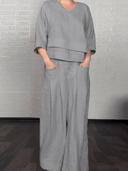 Renaya™ — Entspanntes Set aus Baumwolle & Leinen