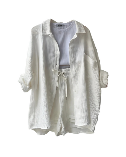 HILDEGARD I SET AUS LEINENOBERTEIL UND SHORTS