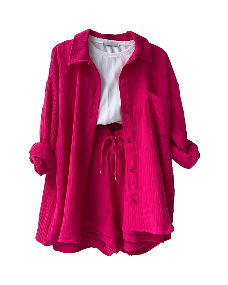 HILDEGARD I SET AUS LEINENOBERTEIL UND SHORTS