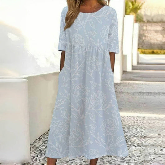 Lässiges Kleid Mit Blumendruck
