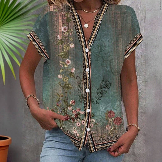Vintage Bluse Mit Blumendruck