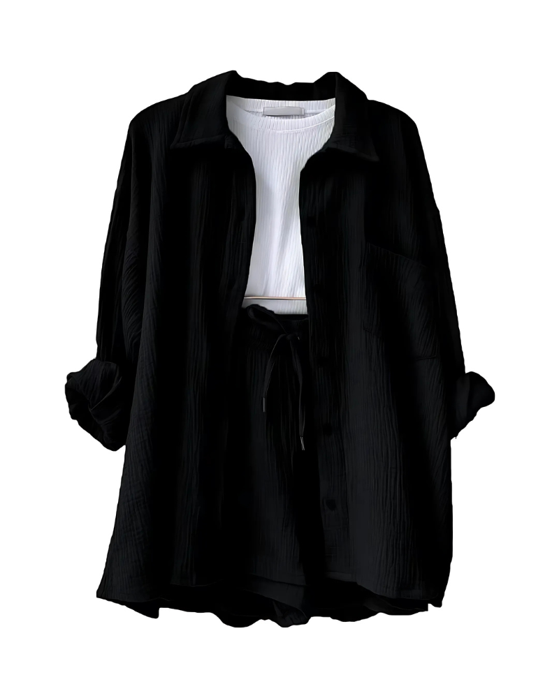 HILDEGARD I SET AUS LEINENOBERTEIL UND SHORTS