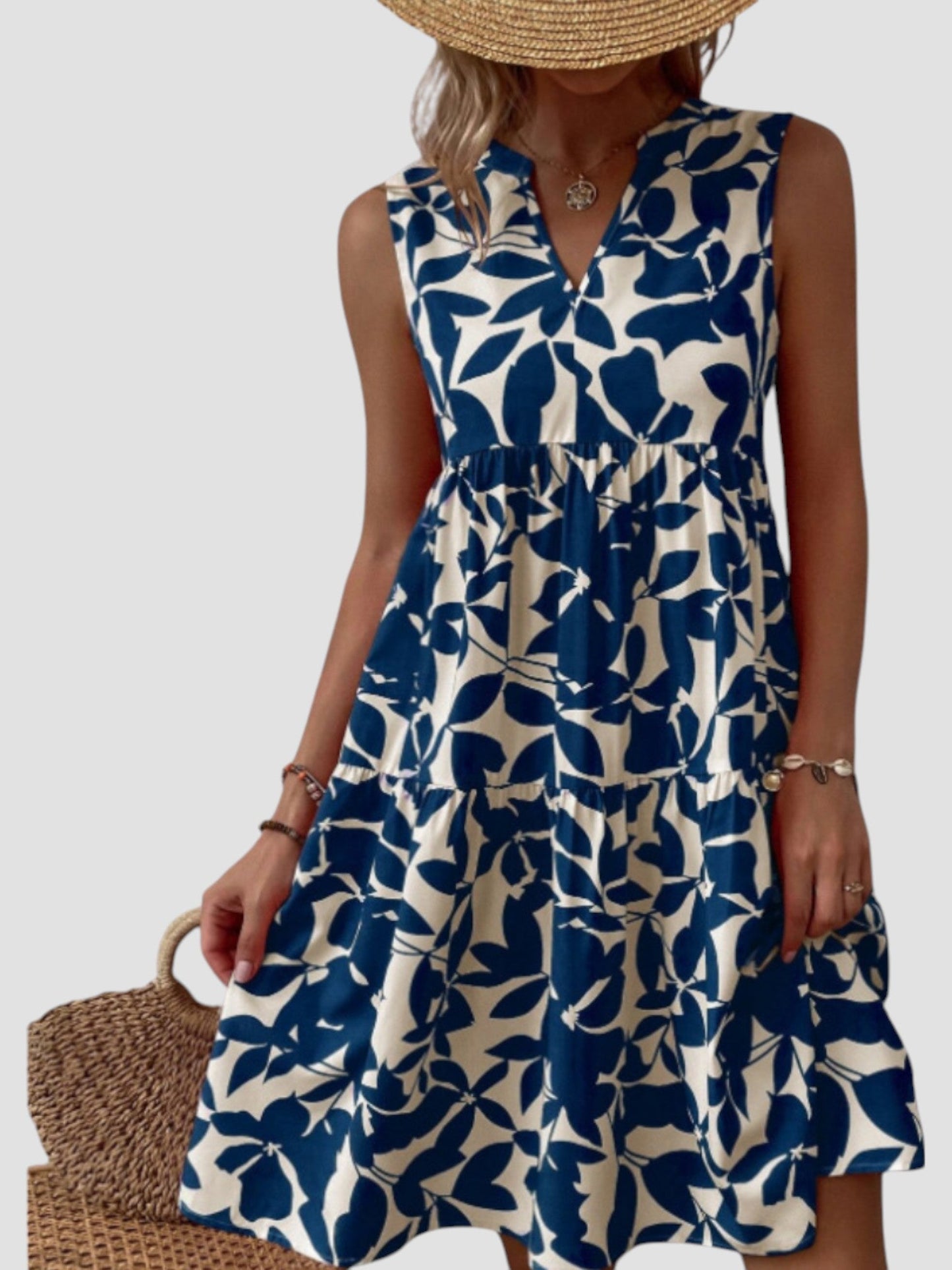 SERAPHINE I ÄRMELLOSES GEBLÜMTES KLEID