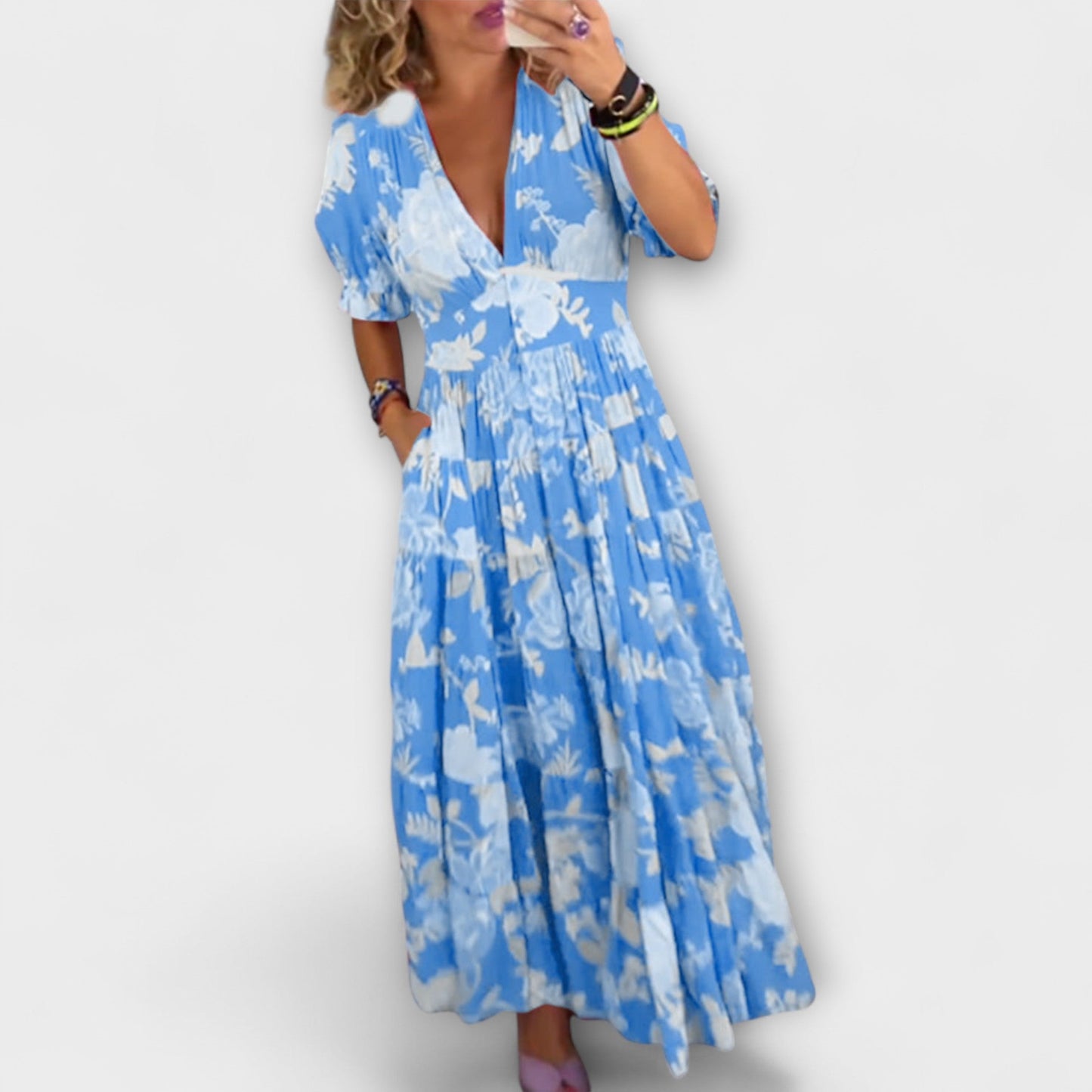 CATRISA I ELEGANTES MAXIKLEID MIT V-AUSSCHNITT