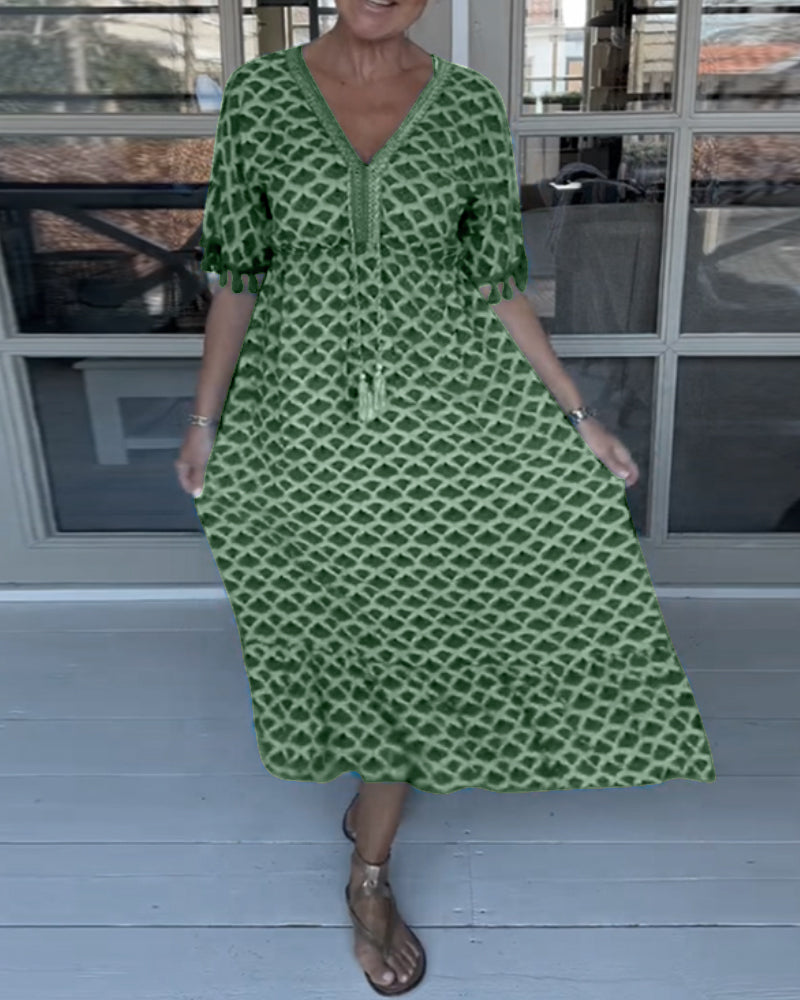 V-Ausschnitt Freizeitkleid mit Print