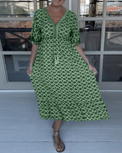 V-Ausschnitt Freizeitkleid mit Print