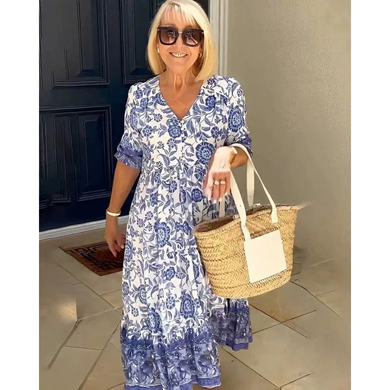 Catherine – Geblümtes Maxikleid