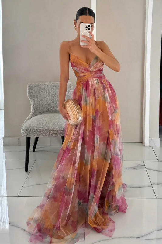 ALINA I LUXURIÖSES GEBLÜMTES MAXIKLEID