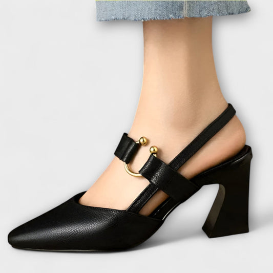 WALBURGIS I LEDERSANDALEN MIT BLOCKABSÄTZEN