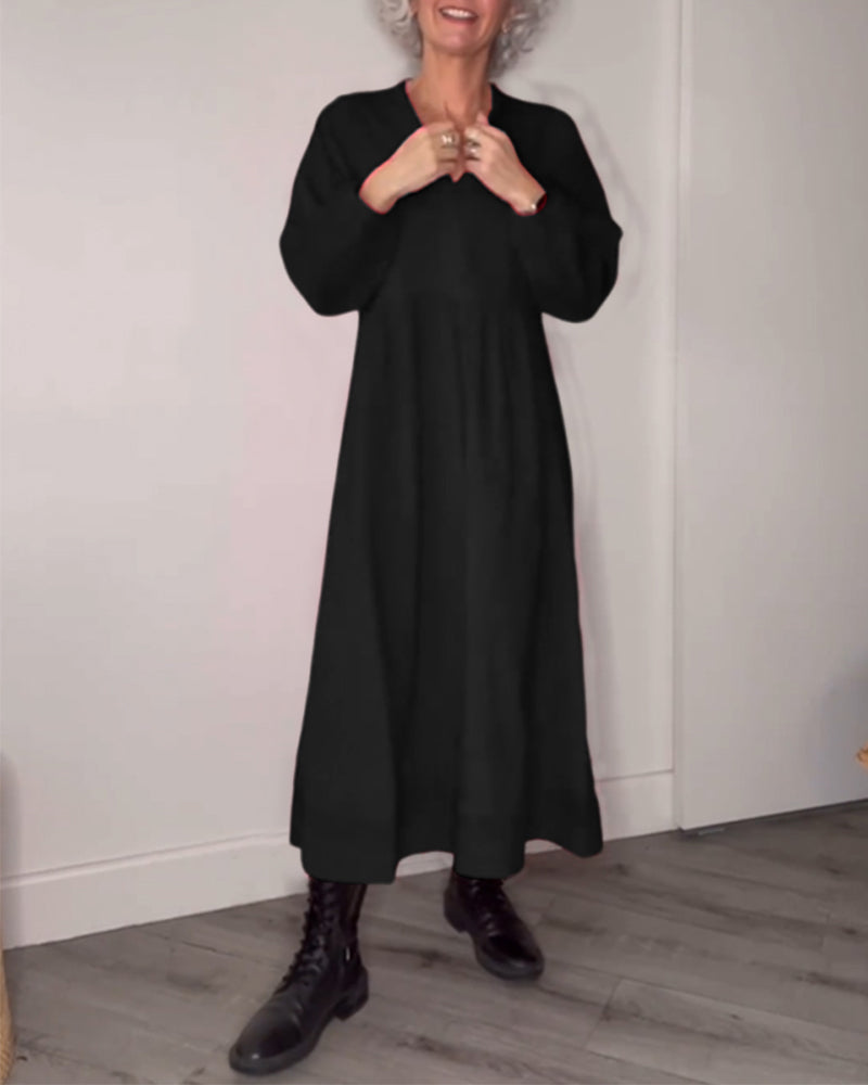 Juliette - Elegantes Kleid mit V-Ausschnitt und langen Ärmeln