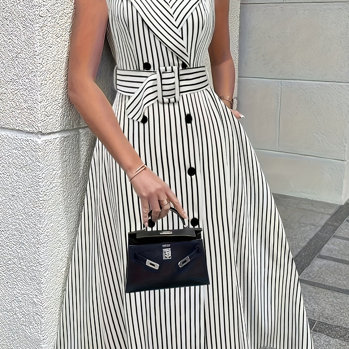 ANSWINA I GESTREIFTES VINTAGE MIDIKLEID