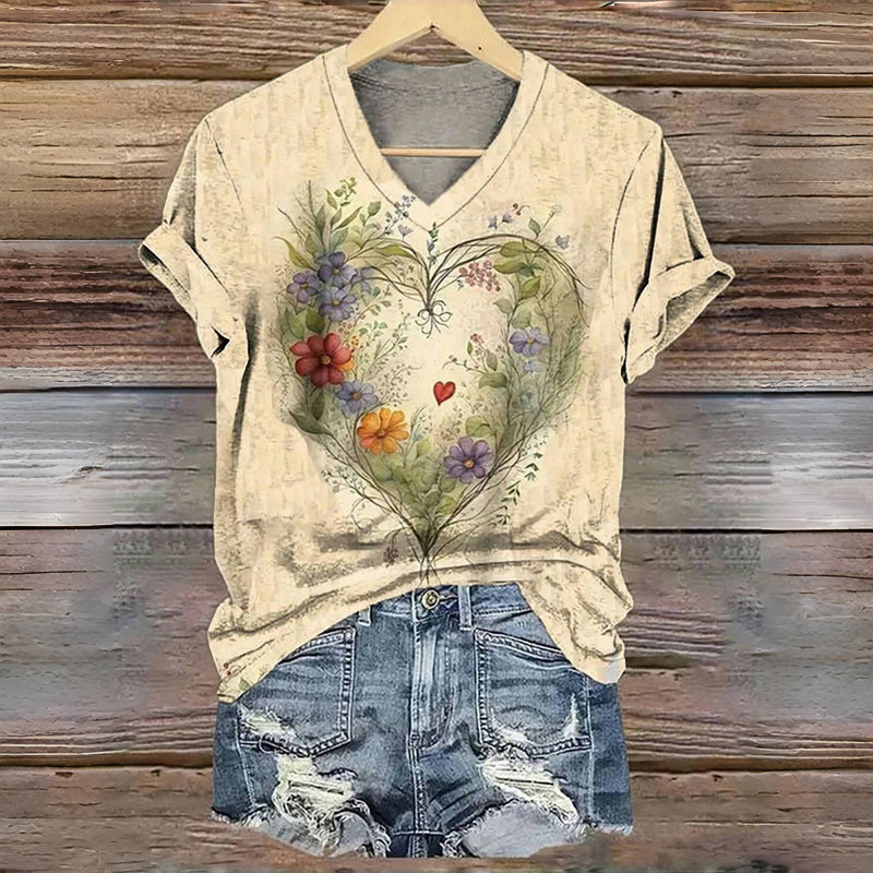 Vintage-T-Shirt Mit Blumendruck