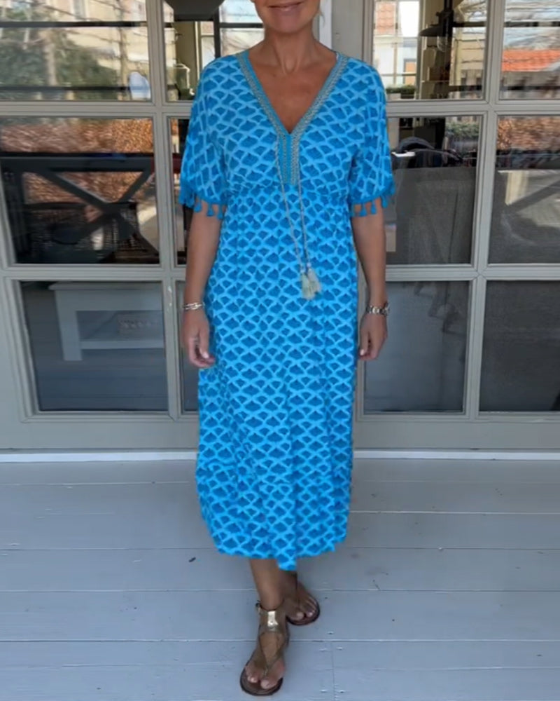 V-Ausschnitt Freizeitkleid mit Print