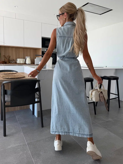 LOUISA I MAXIKLEID AUS DENIM