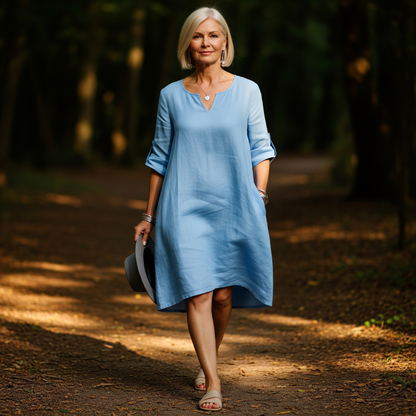 JEANNETE I TRENDIGES V-AUSSCHNITT-KLEID