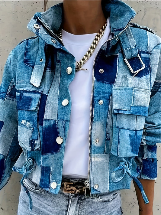 RENI I LÄSSIGE KARIERTE DENIM JACKE