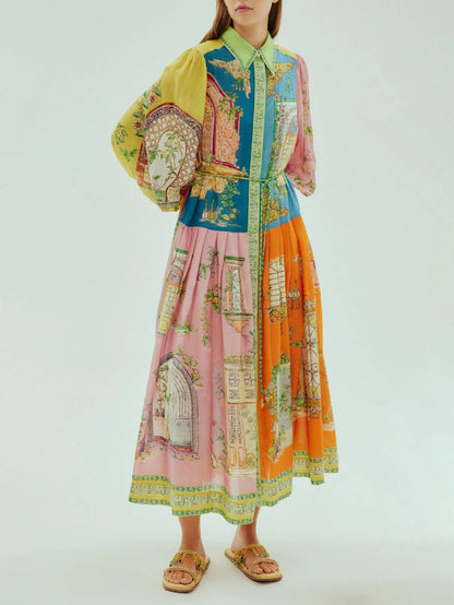 SYBYLLA I VIBRIERENDES LANGÄRMELIGES MIDIKLEID