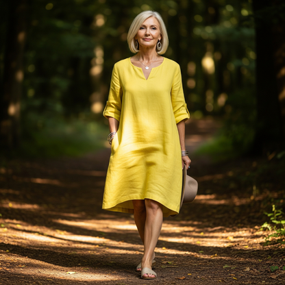 JEANNETE I TRENDIGES V-AUSSCHNITT-KLEID