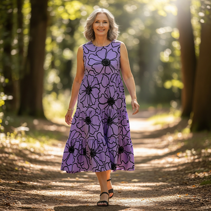 FRUMA I ÄRMELLOSES GEBLÜMTES KLEID