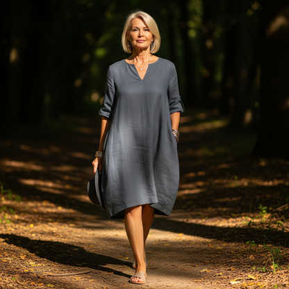 JEANNETE I TRENDIGES V-AUSSCHNITT-KLEID