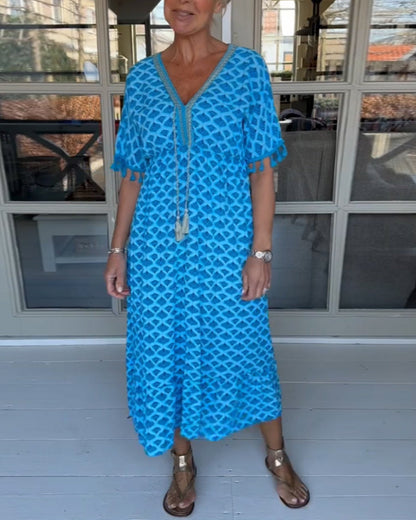 V-Ausschnitt Freizeitkleid mit Print