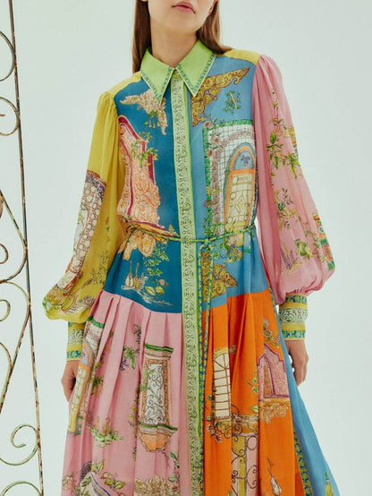 SYBYLLA I VIBRIERENDES LANGÄRMELIGES MIDIKLEID