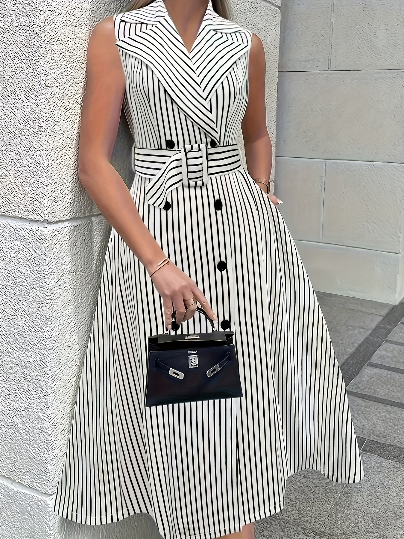 ANSWINA I GESTREIFTES VINTAGE MIDIKLEID