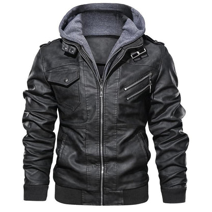 NORBERTUS I LEDERJACKE MIT KAPUZE
