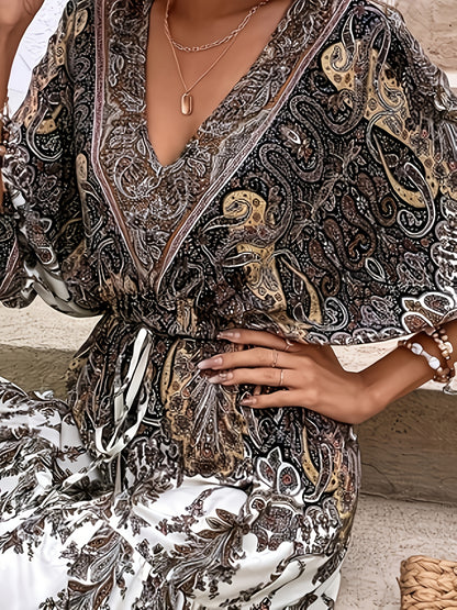 GODELIEVE I VINTAGE KLEID MIT V-AUSSCHNITT