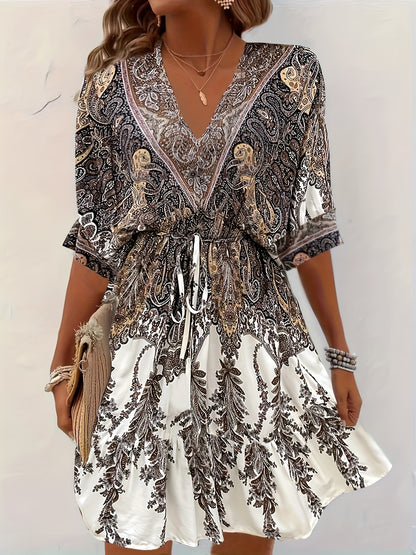 GODELIEVE I VINTAGE KLEID MIT V-AUSSCHNITT